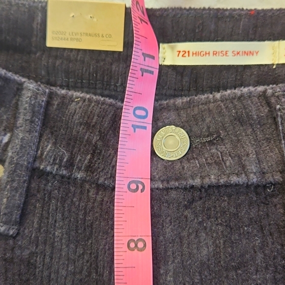 LEVI'S 721 BLACK CORDUROY JEANS WOMENS SIZE 10 MEDIUM  W30 L30 NEW WITH … - Picture 5 of 7